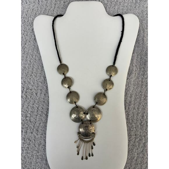 Silver Soles De Oro Peruvian Graduated Coin Necklace AS IS #64590 - Picture 1 of 9